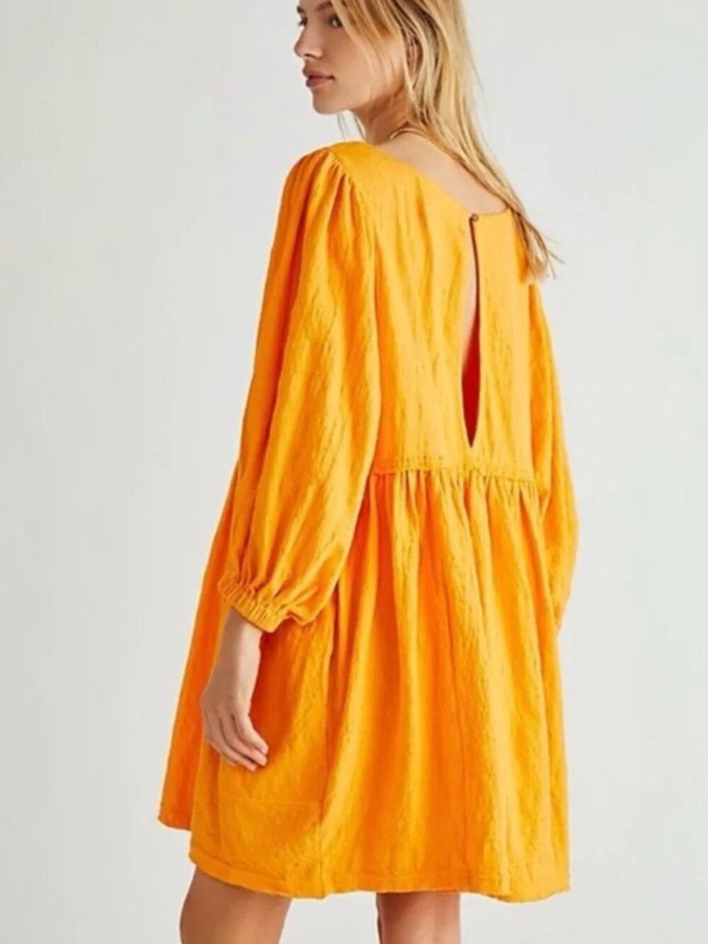 Free People Gauzy Long Puff Sleeve Oversized Pull-On Babydoll Mini Dress size XS - Picture 4 of 11